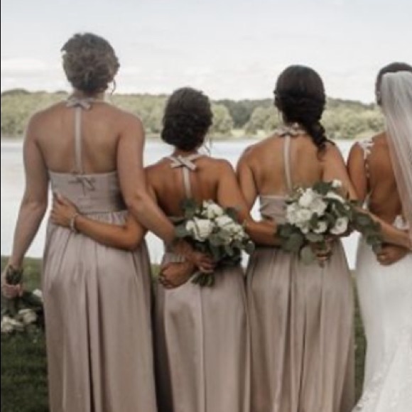 V Neck Halter Formal Dress w/ Pockets - Picture 4 of 11